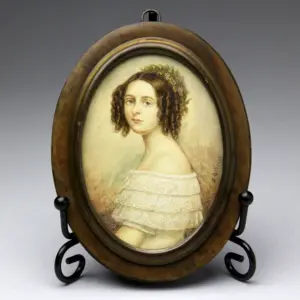 Stará miniatura - Portrét dámy, signováno J. Stieler, kolem 1850