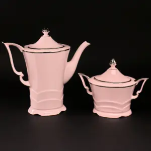Art Deco souprava z růžového porcelánu – EPIAG, Loket, kolem 1935