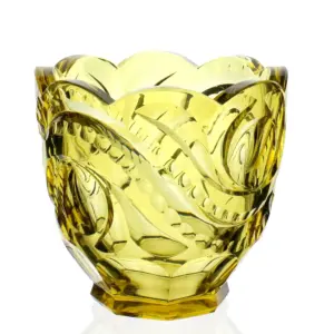 Masivní broušená skleněná váza, Art Deco – Rudolf Hloušek, Železný Brod