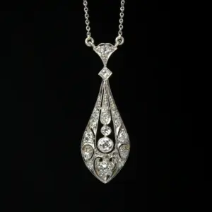 Zlatý briliantový náhrdelník v původní etui, Art Deco, Československo, kolem 1925